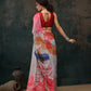 Multicolor Polyester Digital Print Abstract Saree with Unstitched Blouse - Hiral Fashion | Swadesiicart
