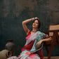 Multicolor Polyester Digital Print Abstract Saree with Unstitched Blouse - Hiral Fashion | Swadesiicart