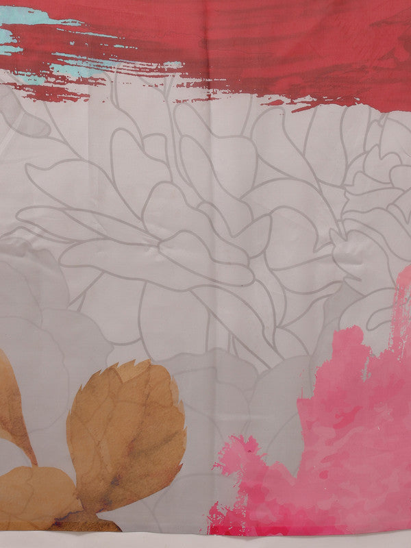 Multicolor Polyester Digital Print Abstract Saree with Unstitched Blouse - Hiral Fashion | Swadesiicart