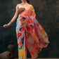 Multicolor Polyester Digital Print Abstract Saree with Unstitched Blouse - Hiral Fashion | Swadesiicart