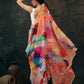 Multicolor Polyester Digital Print Abstract Saree with Unstitched Blouse - Hiral Fashion | Swadesiicart