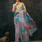 Multicolor Polyester Digital Print Abstract Saree with Unstitched Blouse - Hiral Fashion | Swadesiicart