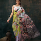 Green Polyester Digital Print Abstract Saree with Unstitched Blouse - Hiral Fashion | Swadesiicart