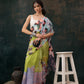 Green Polyester Digital Print Abstract Saree with Unstitched Blouse - Hiral Fashion | Swadesiicart