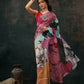 Yellow Polyester Digital Print Abstract Saree with Unstitched Blouse - Hiral Fashion | Swadesiicart