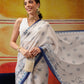 Hiral Fashion White Bollywood Mul Cotton Kalamkari Digital Printed Saree | Swadesiicart