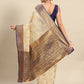 Navy Blue Tissue Silk Woven Zari Design Floral Saree with Unstitched Blouse - Hiral Fashion | Swadesiicart