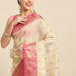Yellow Tissue Silk Woven Zari Design Floral Saree with Unstitched Blouse - Hiral Fashion | Swadesiicart