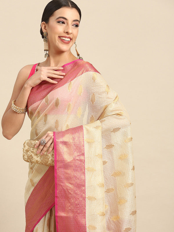 Yellow Tissue Silk Woven Zari Design Floral Saree with Unstitched Blouse - Hiral Fashion | Swadesiicart