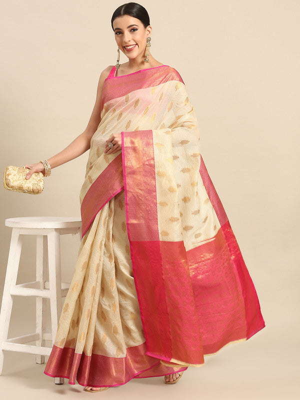 Yellow Tissue Silk Woven Zari Design Floral Saree with Unstitched Blouse - Hiral Fashion | Swadesiicart