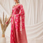 Hiral Fashion Pink Banarasi Organza Silk Floral Woven Design Saree | Swadesiicart