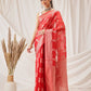 Hiral Fashion Red Banarasi Organza Silk Floral Woven Design Saree | Swadesiicart