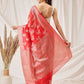 Hiral Fashion Red Banarasi Organza Silk Floral Woven Design Saree | Swadesiicart
