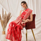 Hiral Fashion Red Banarasi Organza Silk Floral Woven Design Saree | Swadesiicart