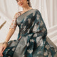 Hiral Fashion Teal Banarasi Organza Silk Floral Woven Design Saree | Swadesiicart