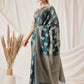Hiral Fashion Teal Banarasi Organza Silk Floral Woven Design Saree | Swadesiicart
