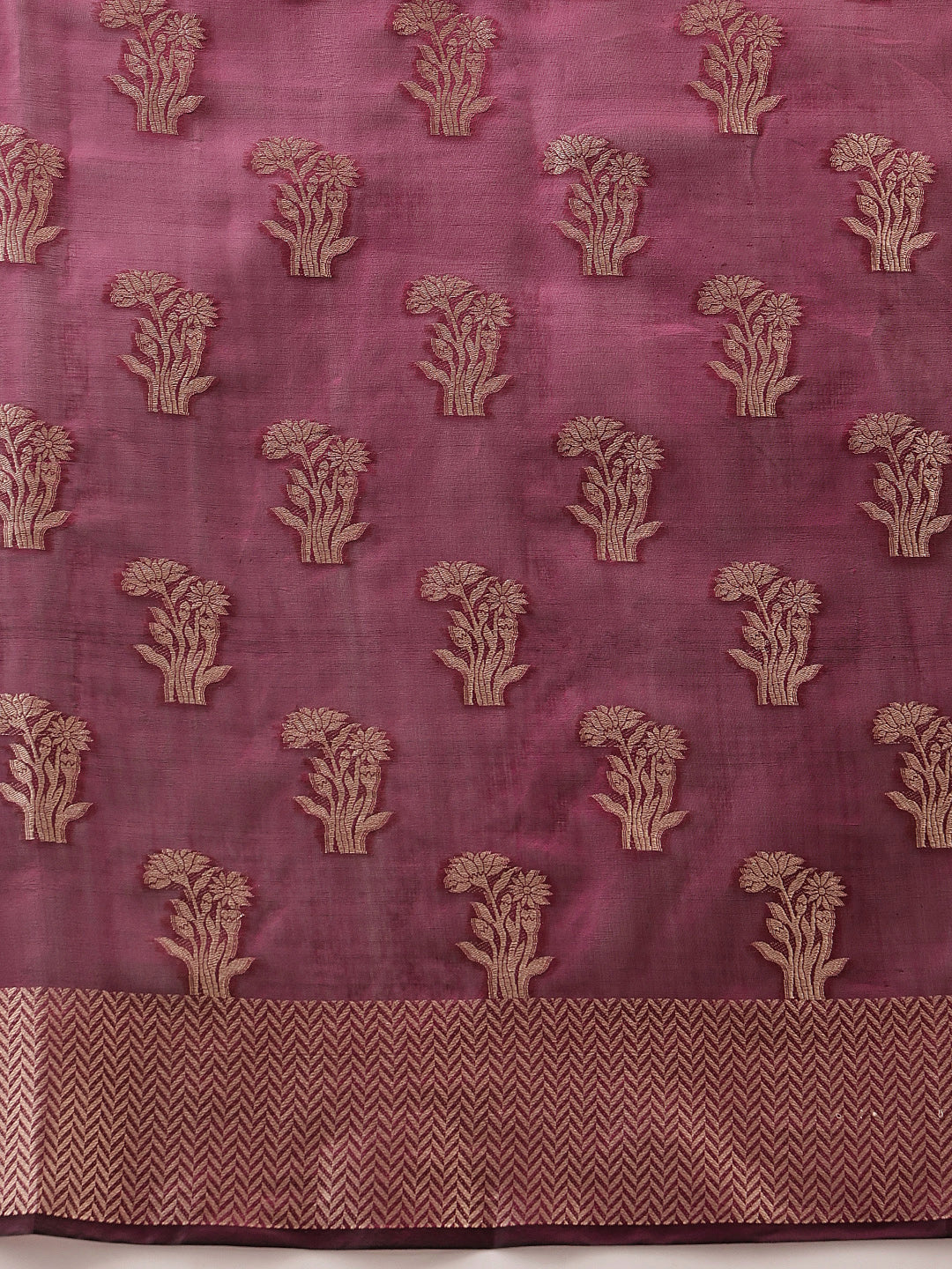 Hiral Fashion Purple Banarasi Organza Silk Floral Woven Design Saree | Swadesiicart