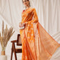 Hiral Fashion Yellow Banarasi Organza Silk Floral Woven Design Saree | Swadesiicart