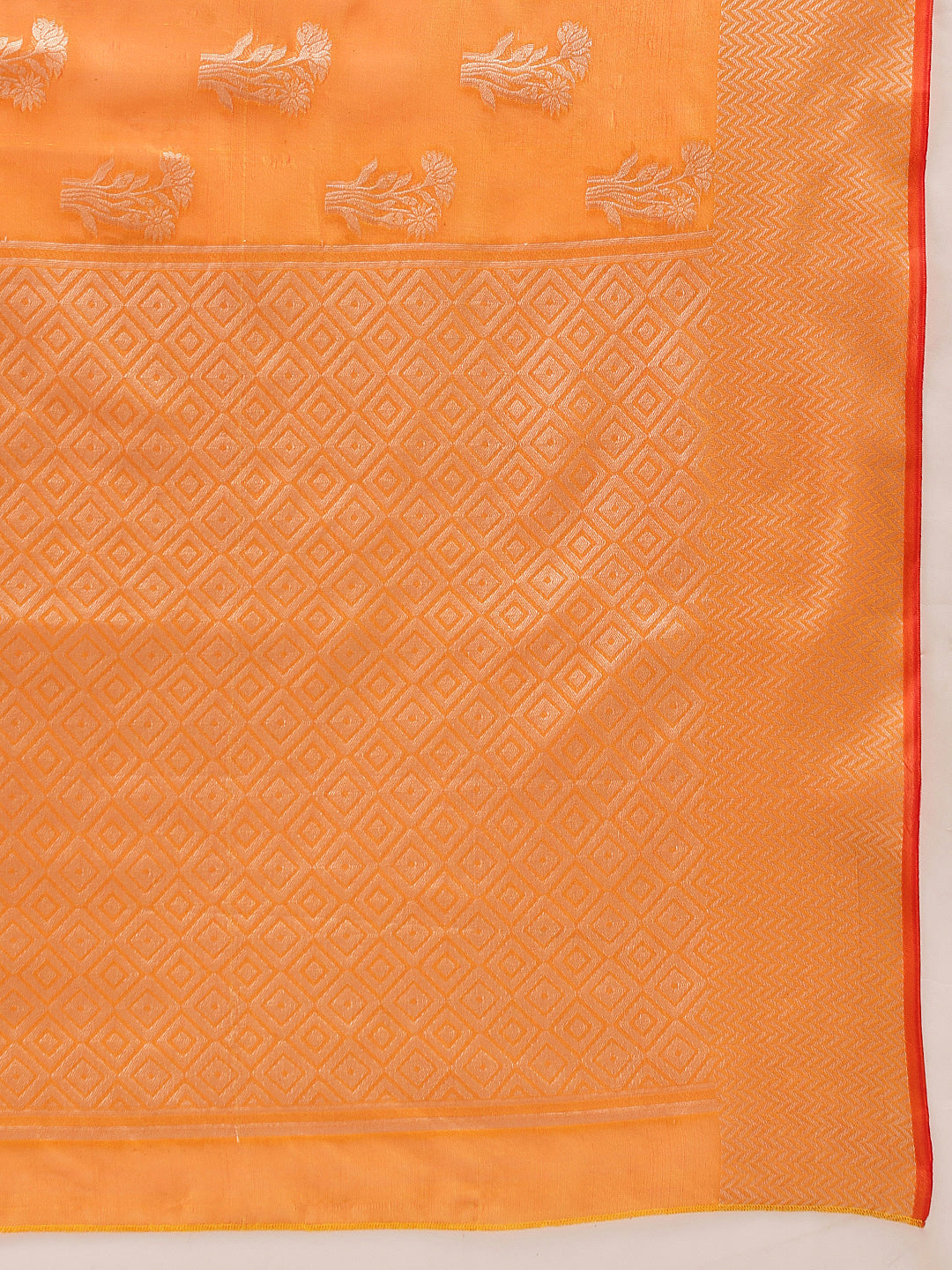 Hiral Fashion Yellow Banarasi Organza Silk Floral Woven Design Saree | Swadesiicart