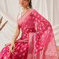 Hiral Fashion Pink Banarasi Organza Silk Floral Woven Design Saree | Swadesiicart