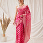 Hiral Fashion Pink Banarasi Organza Silk Floral Woven Design Saree | Swadesiicart