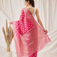 Hiral Fashion Pink Banarasi Organza Silk Floral Woven Design Saree | Swadesiicart