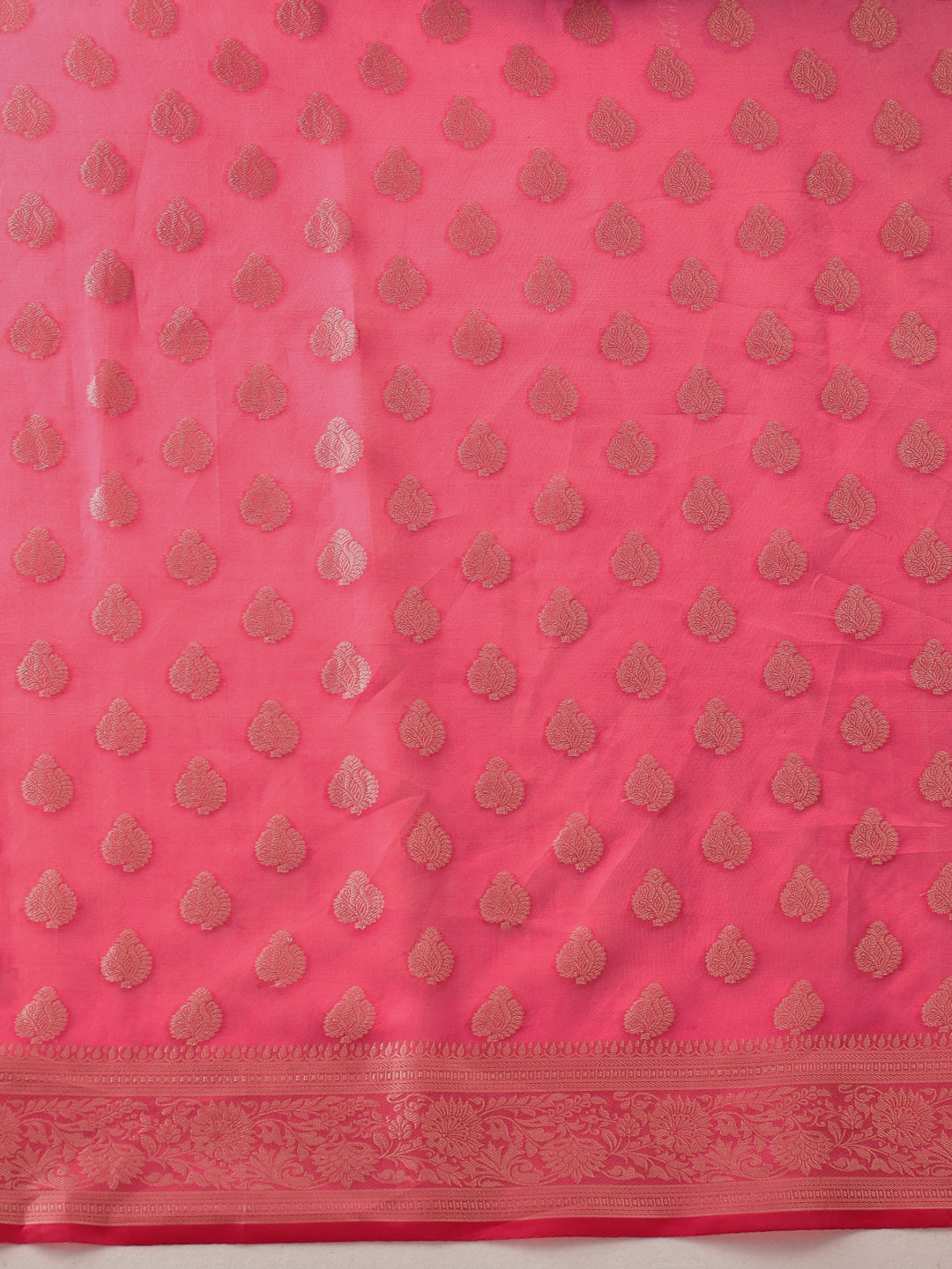 Hiral Fashion Pink Banarasi Organza Silk Floral Woven Design Saree | Swadesiicart