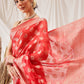 Hiral Fashion Red Banarasi Organza Silk Floral Woven Design Saree | Swadesiicart