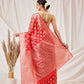 Hiral Fashion Red Banarasi Organza Silk Floral Woven Design Saree | Swadesiicart