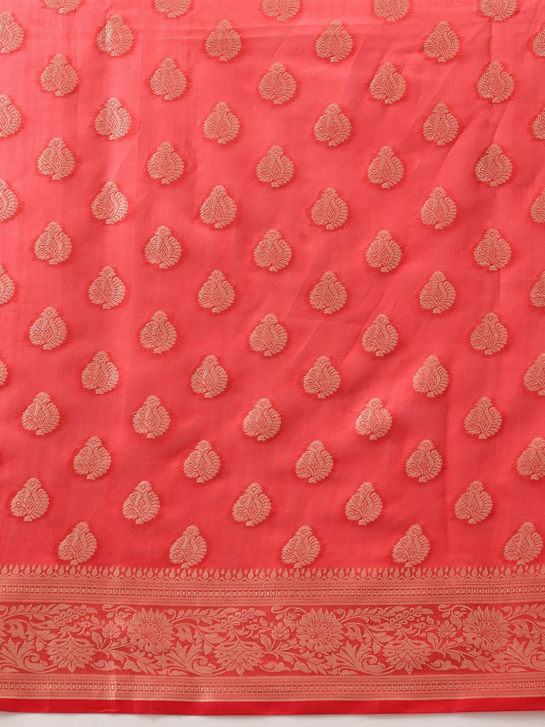 Hiral Fashion Red Banarasi Organza Silk Floral Woven Design Saree | Swadesiicart