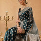 Hiral Fashion Teal Banarasi Organza Silk Floral Woven Design Saree | Swadesiicart
