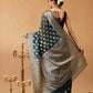 Hiral Fashion Teal Banarasi Organza Silk Floral Woven Design Saree | Swadesiicart