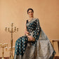 Hiral Fashion Teal Banarasi Organza Silk Floral Woven Design Saree | Swadesiicart