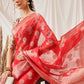 Hiral Fashion Red Banarasi Organza Silk Floral Woven Design Saree | Swadesiicart