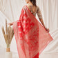 Hiral Fashion Red Banarasi Organza Silk Floral Woven Design Saree | Swadesiicart
