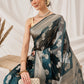 Hiral Fashion Teal Banarasi Organza Silk Floral Woven Design Saree | Swadesiicart