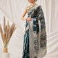 Hiral Fashion Teal Banarasi Organza Silk Floral Woven Design Saree | Swadesiicart