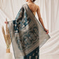 Hiral Fashion Teal Banarasi Organza Silk Floral Woven Design Saree | Swadesiicart