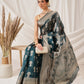 Hiral Fashion Teal Banarasi Organza Silk Floral Woven Design Saree | Swadesiicart