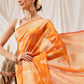 Hiral Fashion Yellow Banarasi Organza Silk Floral Woven Design Saree | Swadesiicart