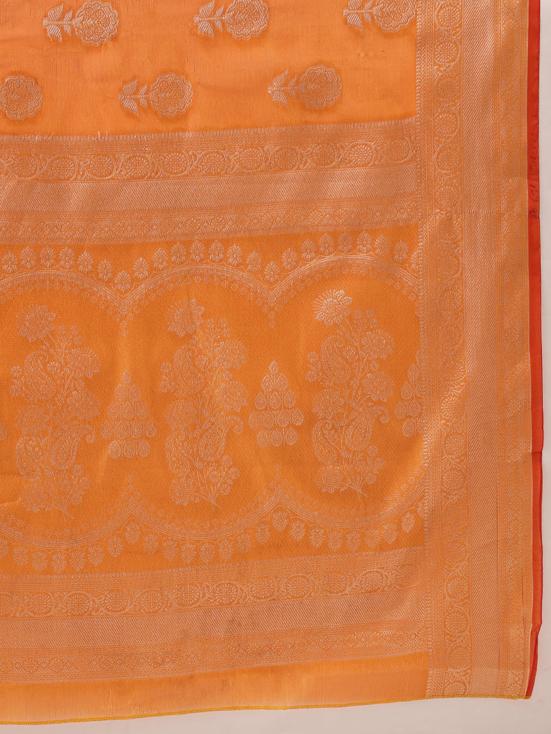 Hiral Fashion Yellow Banarasi Organza Silk Floral Woven Design Saree | Swadesiicart