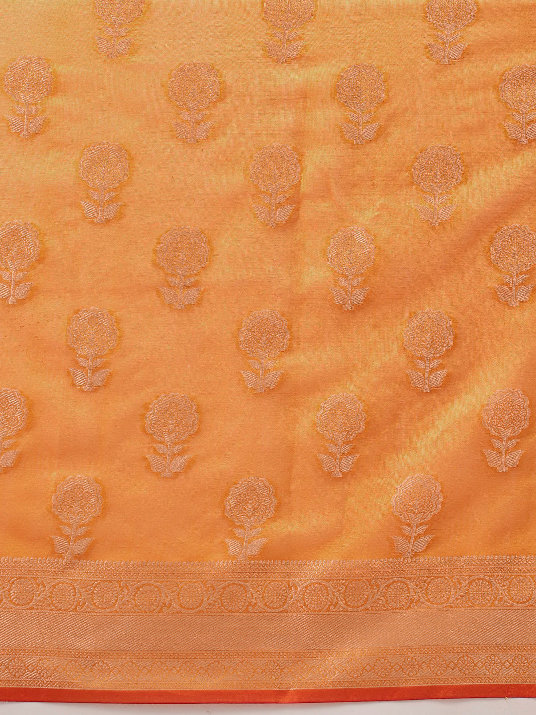 Hiral Fashion Yellow Banarasi Organza Silk Floral Woven Design Saree | Swadesiicart