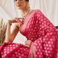 Hiral Fashion Pink Banarasi Organza Silk Floral Woven Design Saree | Swadesiicart