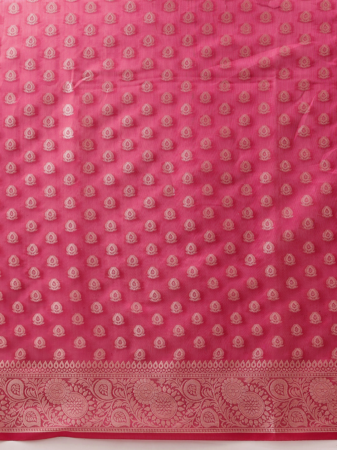 Hiral Fashion Pink Banarasi Organza Silk Floral Woven Design Saree | Swadesiicart