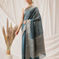 Hiral Fashion Teal Banarasi Organza Silk Floral Woven Design Saree | Swadesiicart