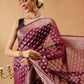 Hiral Fashion Purple Banarasi Organza Silk Floral Woven Design Saree | Swadesiicart