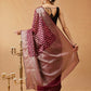 Hiral Fashion Purple Banarasi Organza Silk Floral Woven Design Saree | Swadesiicart