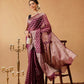Hiral Fashion Purple Banarasi Organza Silk Floral Woven Design Saree | Swadesiicart