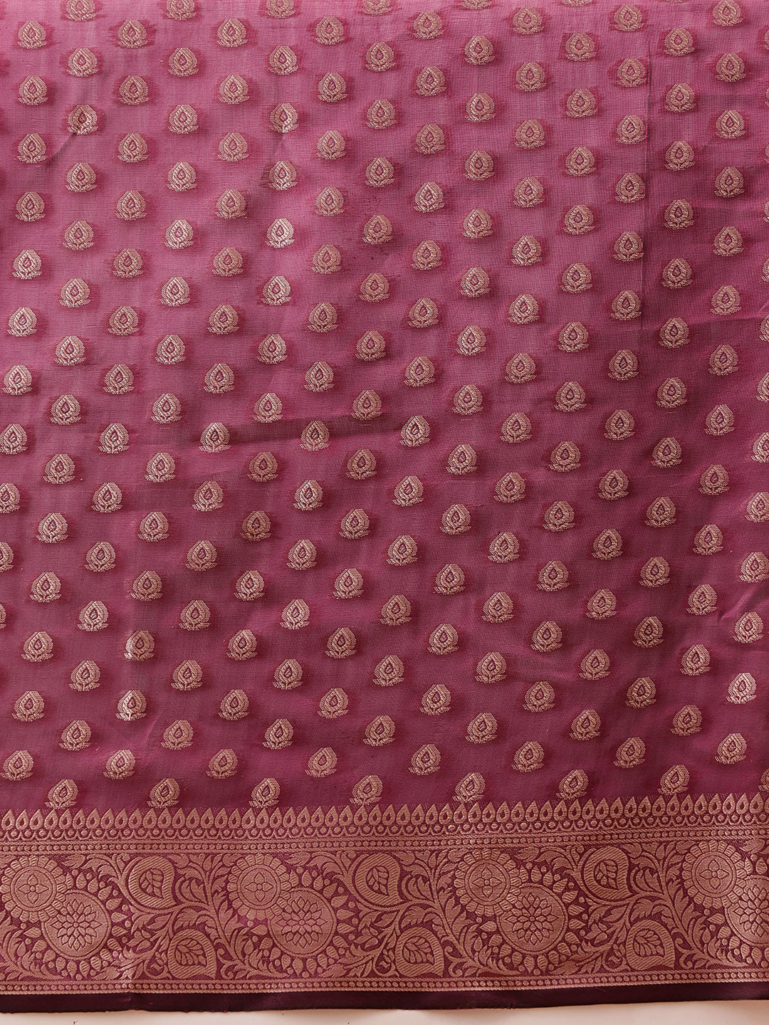 Hiral Fashion Purple Banarasi Organza Silk Floral Woven Design Saree | Swadesiicart