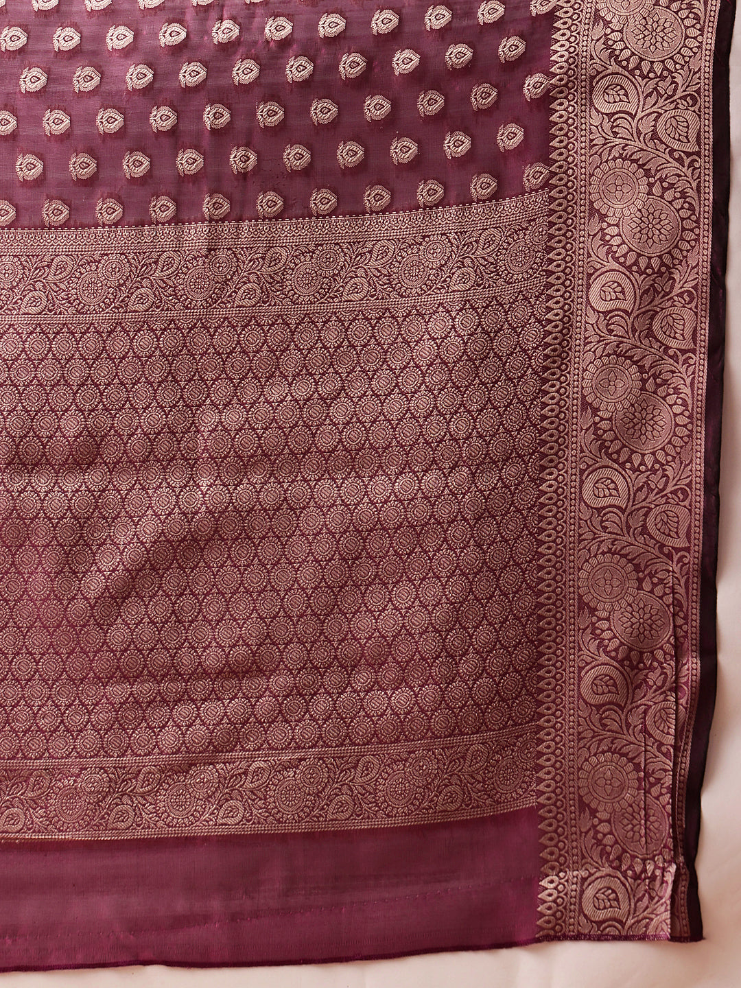 Hiral Fashion Purple Banarasi Organza Silk Floral Woven Design Saree | Swadesiicart